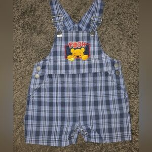 Vtg Winnie The Pooh Plaid  Overalls